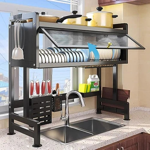 ESCURRIDOR Y ORGANIZADOR DE PLATOS CON TAPA
