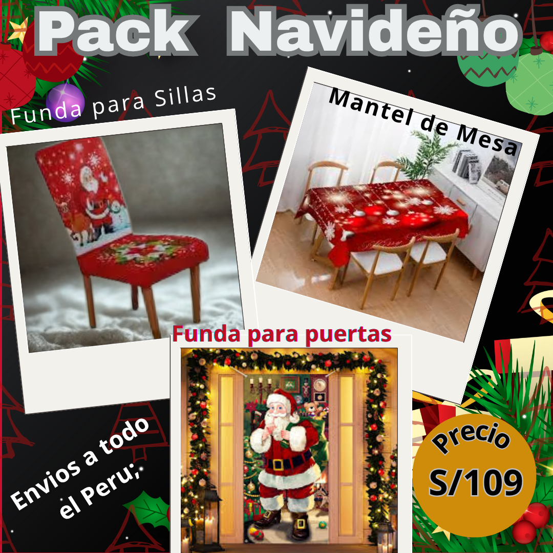 🎄 🎅🏾PACK NAVIDEÑO (funda para puertas, mantel de mesa y funda para sillas)🎅🏾🎄